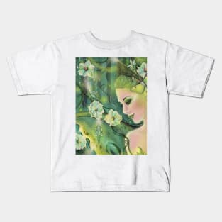 The green fairy with moonflowers By Renee L. Lavoie Kids T-Shirt